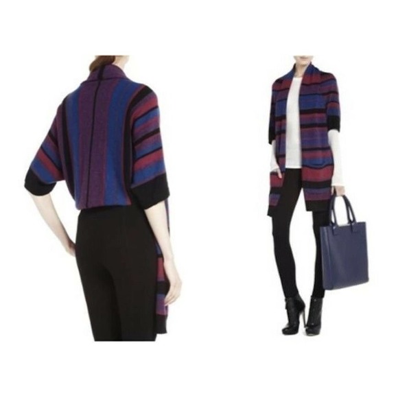 BCBG MAX AZRIA GABY DRAPED-BACK STRIPED CARDIGAN COVER UP~XS - Picture 1 of 7